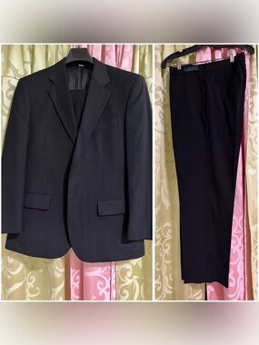 Men's Classic Black Single-Breasted Suit: Blazer & Pants